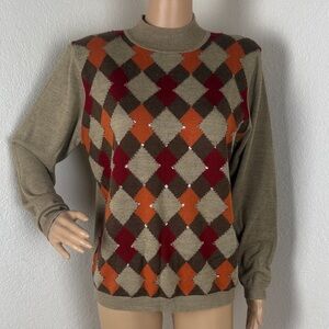 Vintage Alfred Dunner Multicolor Argyle Sweater